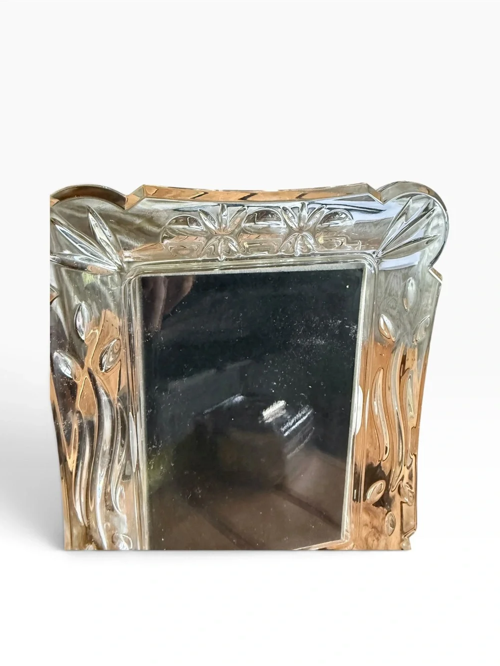 PartyLite Clear Glass Floral 4x6 Picture Frame